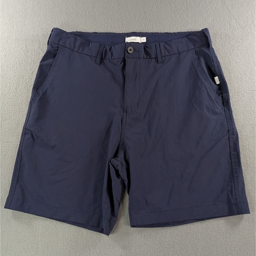 Onia‎ Mens Calder Performance Hybrid Shorts Size 31 Navy Blue Solid